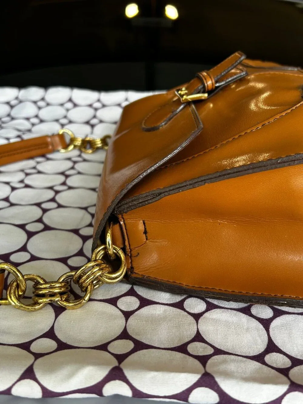 Caramel Colored Leather Shoulder Bag/Purse